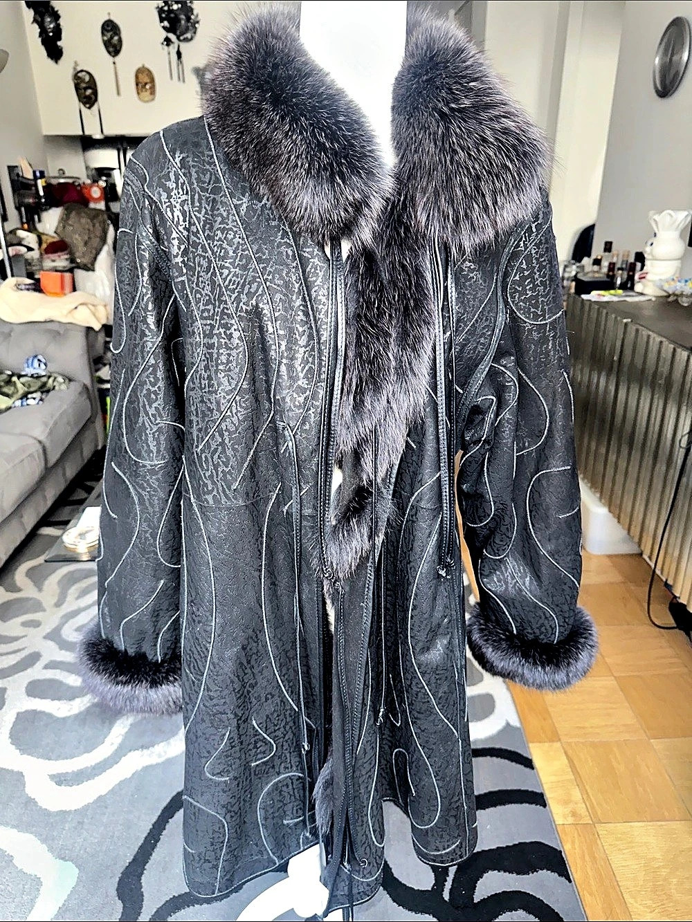 Grunstein Couture Fur lined embossed leather shell from Finland